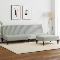  2 Piece Sofa Set Light Grey Velvet