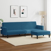  2 Piece Sofa Set Blue Velvet