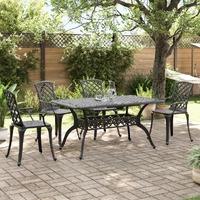  5 Piece Garden Dining Set Black Cast Aluminium