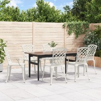  Garden Chairs 6 pcs Cast Aluminium White