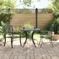  3 Piece Bistro Set Black Cast Aluminium