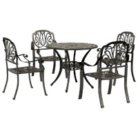  5 Piece Garden Dining Set Bronze Cast Aluminium