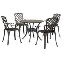  5 Piece Garden Dining Set Bronze Cast Aluminium