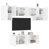  6 Piece TV Wall Units White Engineered Wood