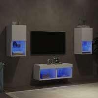  4 Piece TV Wall Cabinets with LED Lights White
