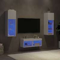  4 Piece TV Wall Cabinets with LED Lights White