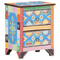  Hand Painted Bedside Cabinet 40x30x50 cm Solid Mango Wood
