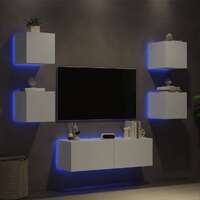  5 Piece TV Wall Cabinets with LED Lights White
