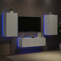  3 Piece TV Wall Cabinets with LED Lights White