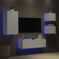  4 Piece TV Wall Cabinets with LED Lights White