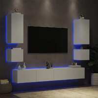  6 Piece TV Wall Cabinets with LED Lights White