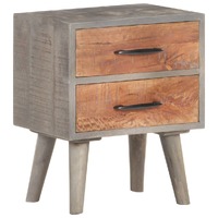  Bedside Cabinet Grey 40x30x50 cm Solid Rough Mango Wood