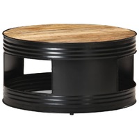  Coffee Table Black 68x68x36 cm Solid Rough Mango Wood
