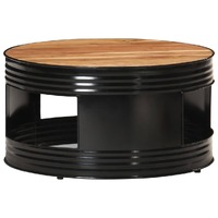  Coffee Table Black 68x68x36 cm Solid Acacia Wood