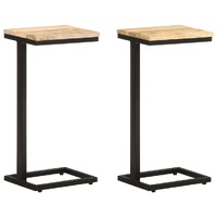  Side Tables 2 pcs 31.5x24.5x64.5 cm Rough Mango Wood