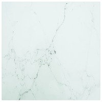  Table Top White 60x60 cm 6 mm Tempered Glass with Marble Design