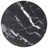  Table Top Black Ø40x0.8 cm Tempered Glass with Marble Design