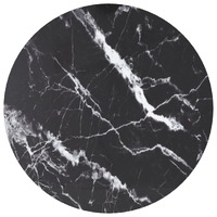  Table Top Black Ø50x0.8 cm Tempered Glass with Marble Design