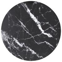  Table Top Black Ø70x0.8 cm Tempered Glass with Marble Design