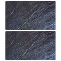  Chopping Boards 2 pcs with Natural Stone Pattern Tempered Glass