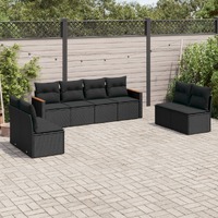  8 Piece Garden Sofa Set with Cushions Black Poly Rattan