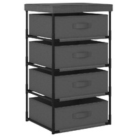  Storage Rack with 4 Fabric Baskets Steel Grey