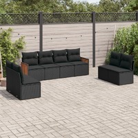  8 Piece Garden Sofa Set with Cushions Black Poly Rattan