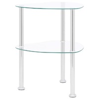 2-Tier Side Table Transparent 38x38x50 cm Tempered Glass