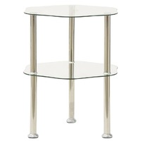  2-Tier Side Table Transparent 38x38x50 cm Tempered Glass