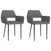  Dining Chairs 2 pcs Dark Grey Fabric