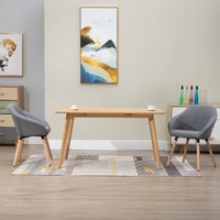  Dining Chairs 2 pcs Light Grey Fabric