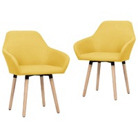  Dining Chairs 2 pcs Yellow Fabric