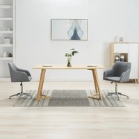  2x Swivel Dining Chairs Light Grey Fabric