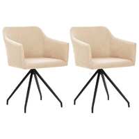  Swivel Dining Chairs 2 pcs Cream Fabric