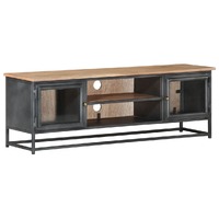  TV Cabinet Grey 120x30x40 cm Solid Acacia Wood and Steel