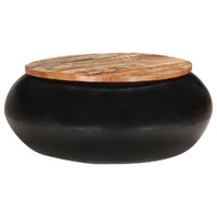  Coffee Table Black 68x68x30 cm Solid Reclaimed Wood