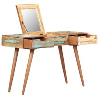 Dressing Table with Mirror 112x45x76 cm Solid Reclaimed Wood