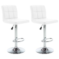  Bar Stools 2 pcs White Faux Leather