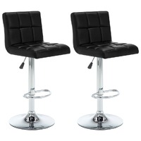 Bar Stools 2 pcs Black Faux Leather