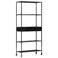  Book Cabinet 80x35x180 cm Rough Mango Wood &amp; Iron