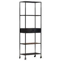  Book Cabinet 60x35x180 cm Rough Mango Wood &amp; Iron