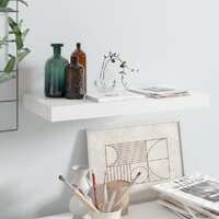  Floating Wall Shelf High Gloss White 50x23x3.8 cm MDF