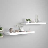  Floating Wall Shelves 2 pcs White 80x23.5x3.8 cm MDF