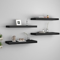  Floating Wall Shelves 4 pcs Black 60x23.5x3.8 cm MDF