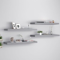  Floating Wall Shelves 4 pcs Grey 80x23.5x3.8 cm MDF