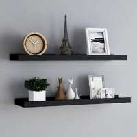  Picture Frame Ledge Shelves 2 pcs Black 80x9x3 cm MDF