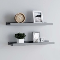  Picture Frame Ledge Shelves 2 pcs Grey 60x9x3 cm MDF