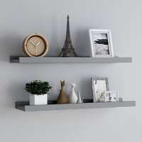  Picture Frame Ledge Shelves 2 pcs Grey 80x9x3 cm MDF