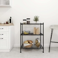  3-Tier Storage Rack 60x35x76 cm Black 150 kg