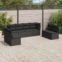  8 Piece Garden Sofa Set with Cushions Black Poly Rattan